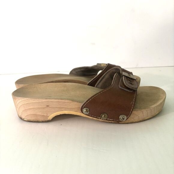 Dr. Scholls Wooden Sandals Women's Size 7 Brown Vintage Exercise Made in Austria - Picture 3 of 7